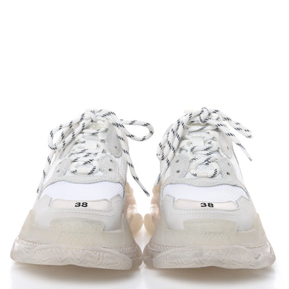 Balenciaga Fabric Mesh Clear Sole Womens Triple S Sneakers 38 White 2 of 7