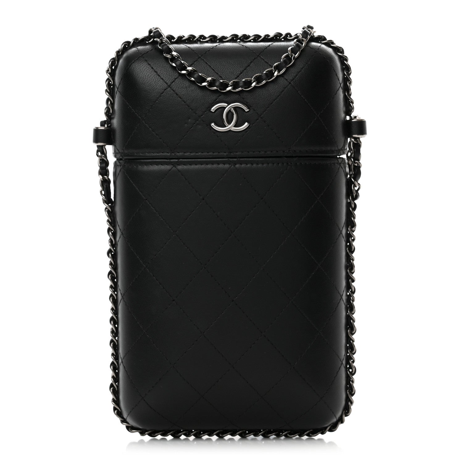 Chanel Lambskin Quilted Chain Around Phone Holder Black 1 of 10