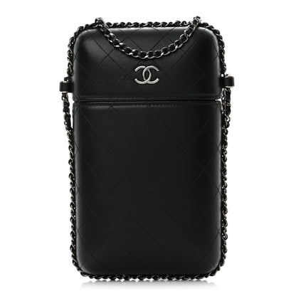 Chanel Lambskin Quilted Chain Around Phone Holder Black 1 of 10