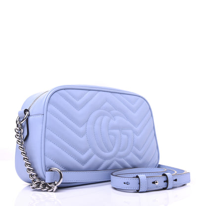 Gucci Calfskin Matelasse Small GG Marmont Chain Shoulder Bag Porcelain Light Blue 3 of 12