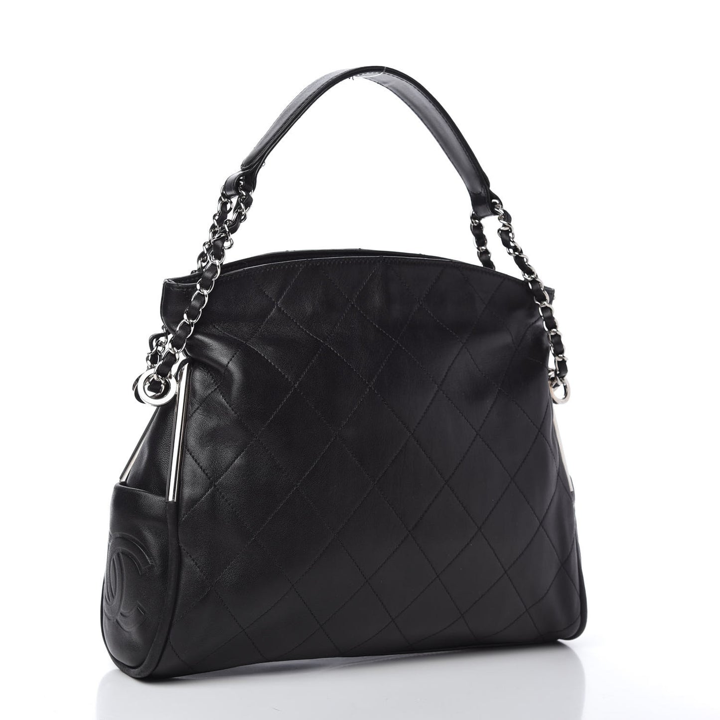 Lambskin Stitched Medium Ultimate Soft Tote Black