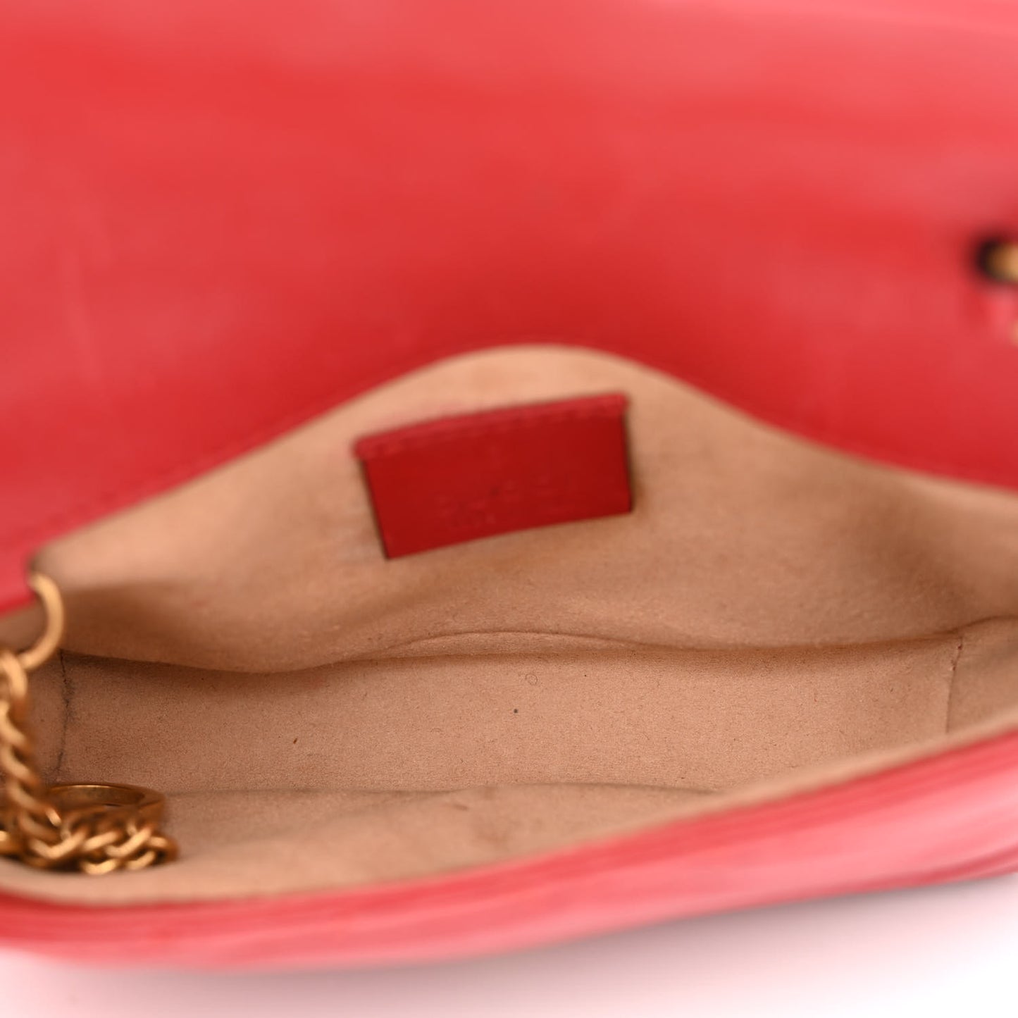 Calfskin Matelasse Super Mini GG Marmont Shoulder Bag Hibiscus Red