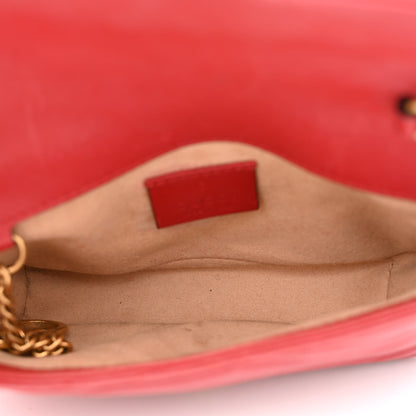 Gucci Calfskin Matelasse Super Mini GG Marmont Shoulder Bag Hibiscus Red 5 of 10