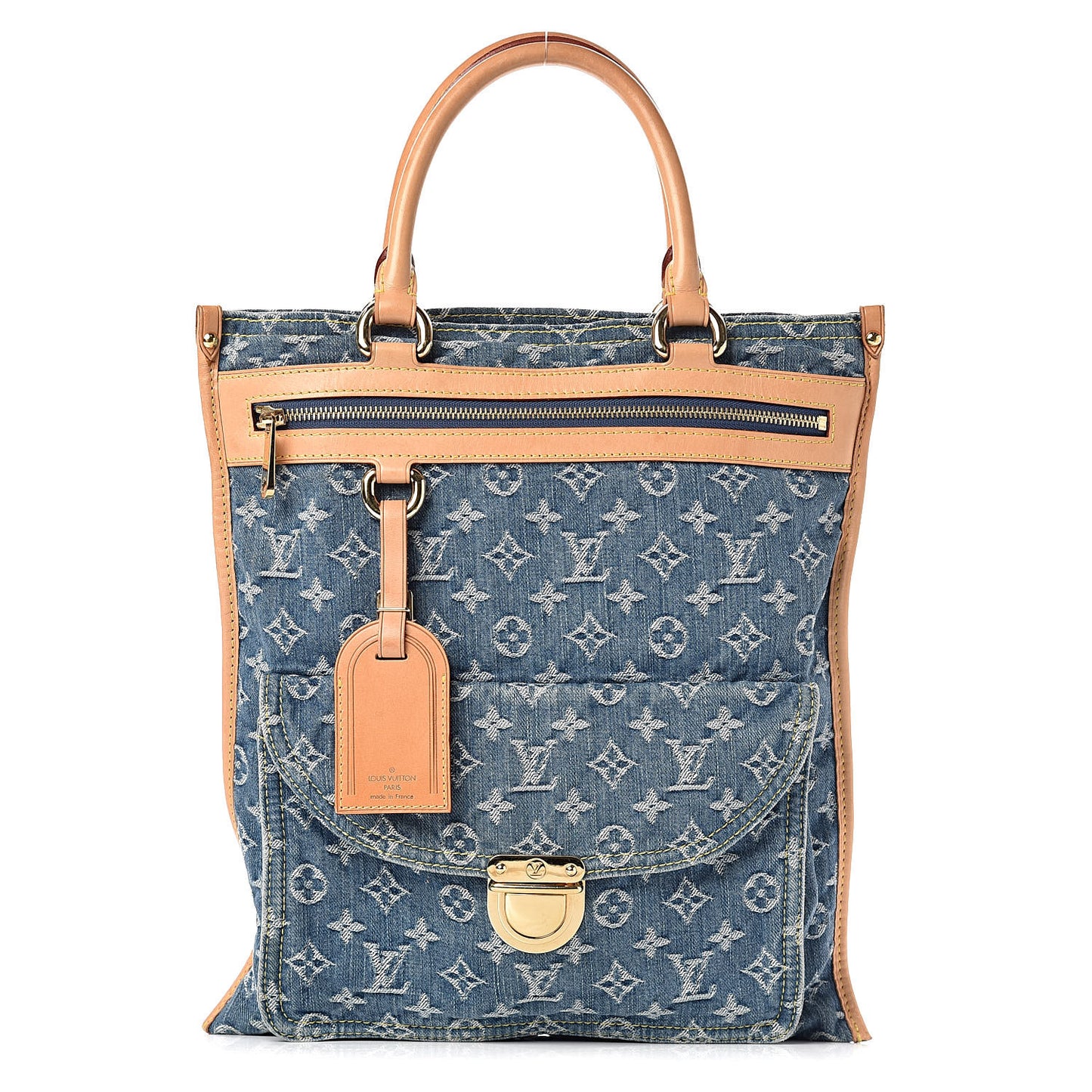 Monogram Denim Sac Plat Blue