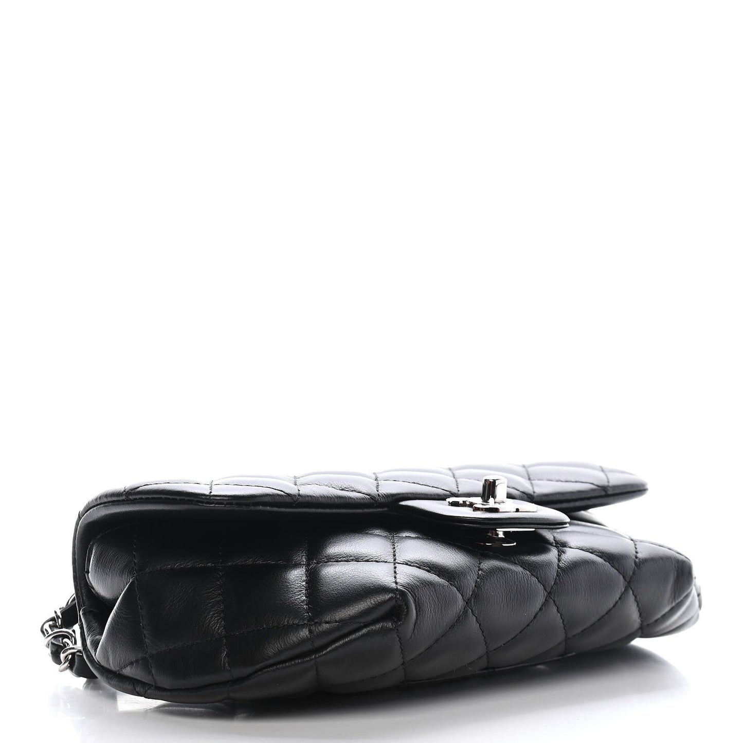 Calfskin Quilted CC Uniform Flap Belt Bag Black