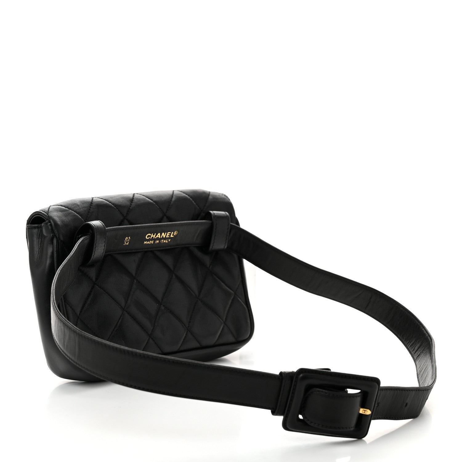 Chanel Lambskin Quilted Flap Waist Belt Bag 85 34 Black 3 of 11