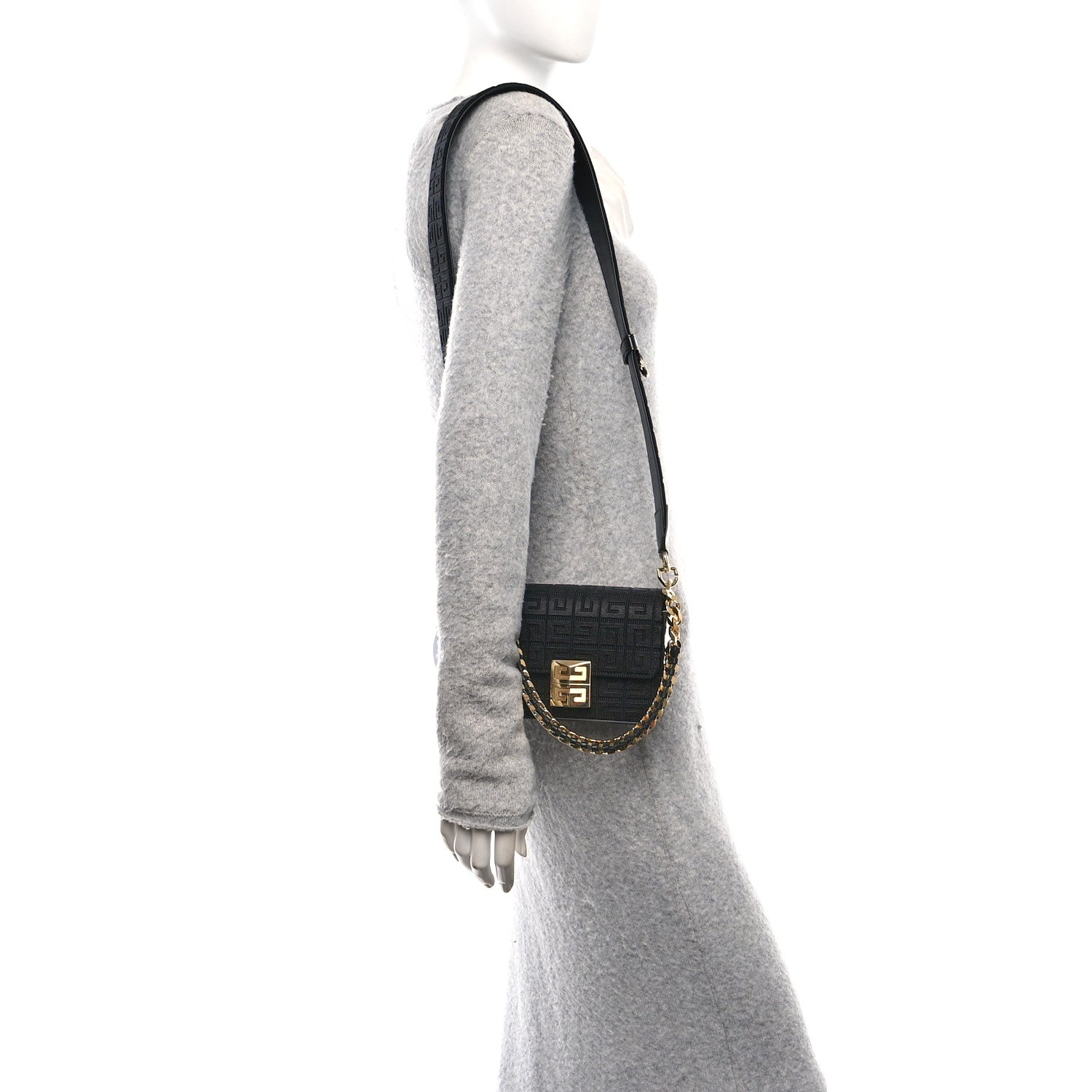 Givenchy Canvas Woven Embroidered Small 4G Bag With Chain Black 2 of 9