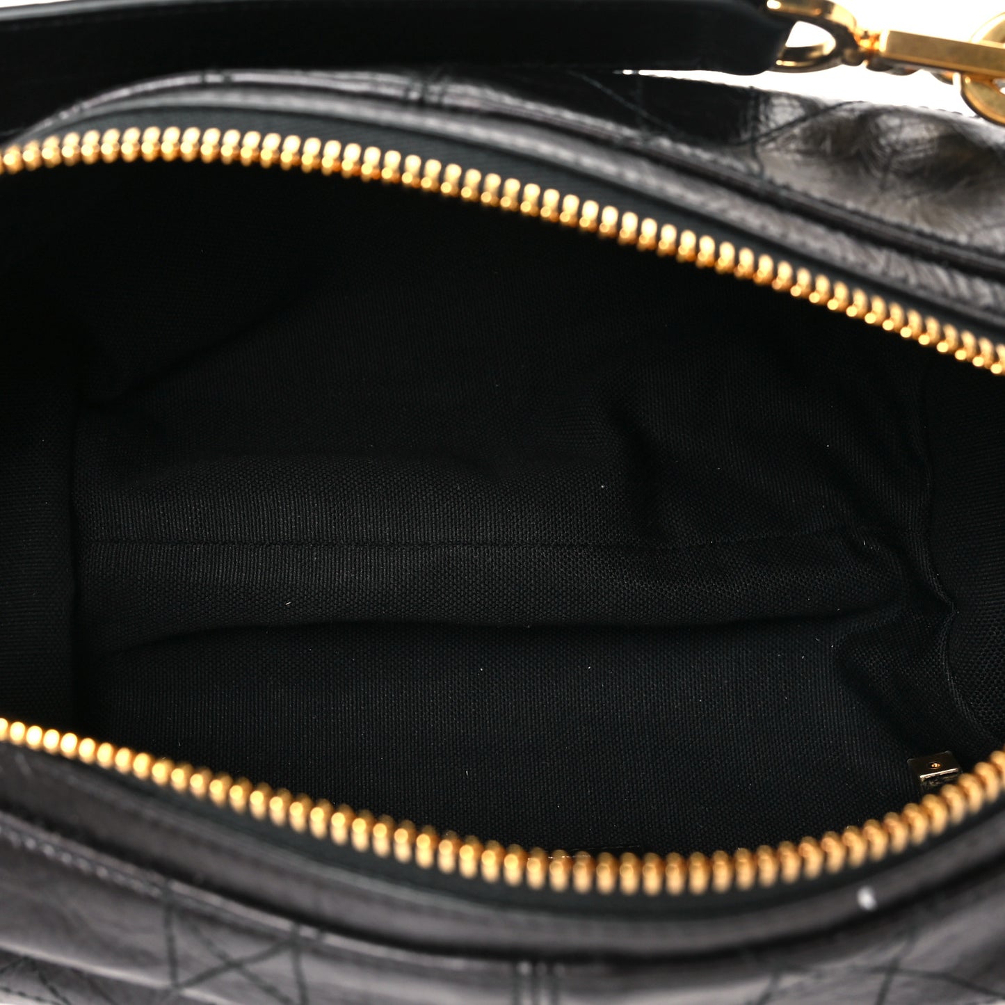 Crinkled Calfskin Macrocannage Medium D-Journey Bag Black
