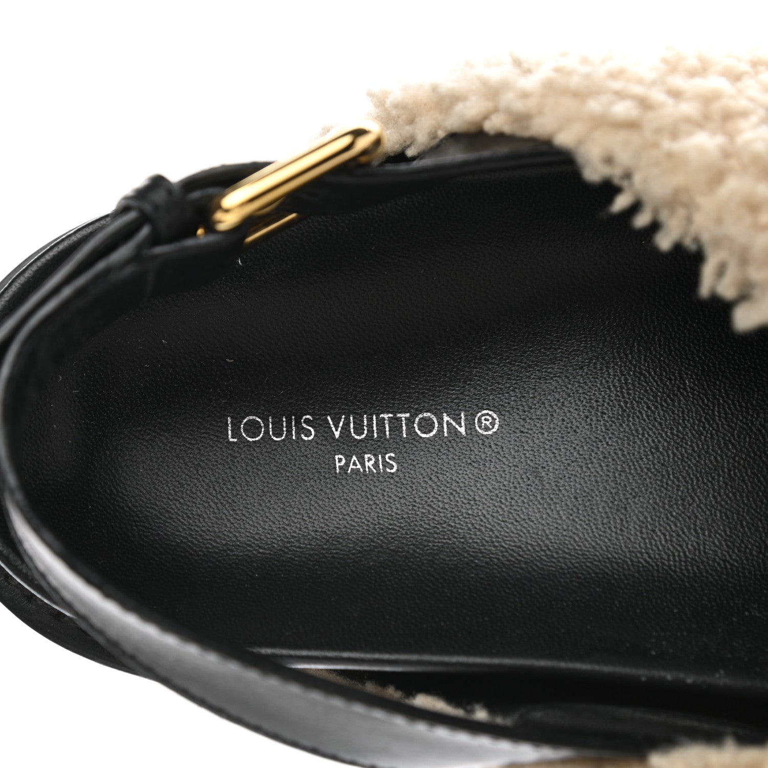Louis Vuitton Shearling Paseo Sandals 40 Black 7 of 10