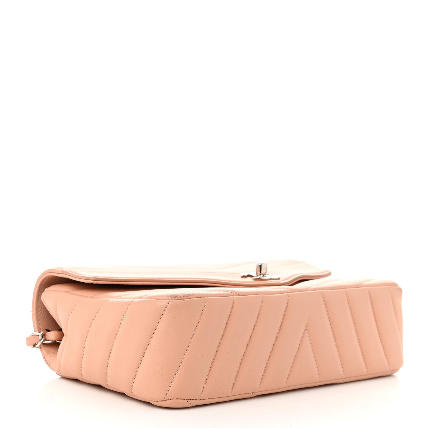 Caviar Chevron Quilted Single Flap Light Pink