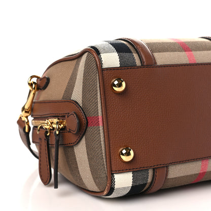 Burberry House Check Derby Calfskin Small Alchester Bowling Bag Honey Tan 8 of 9