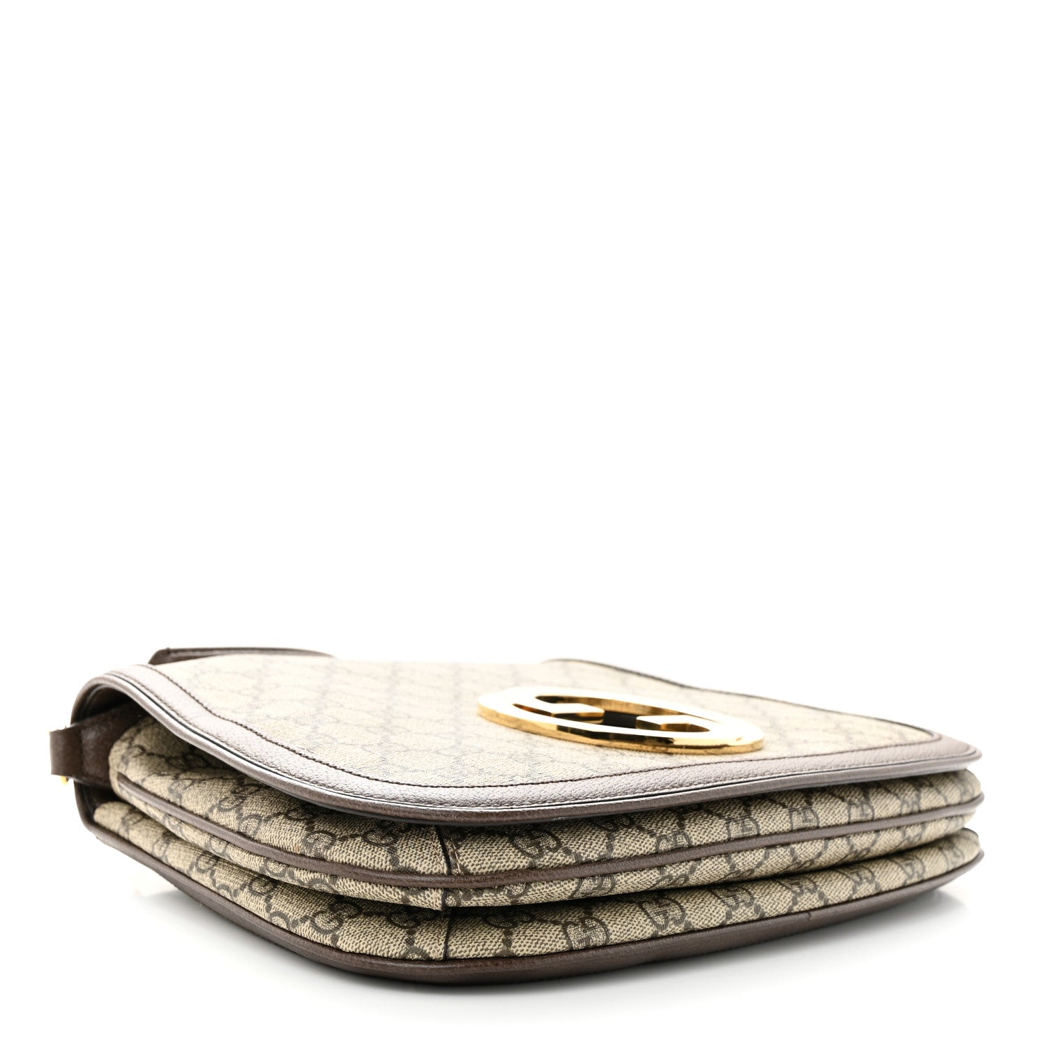 Gucci GG Supreme Monogram Textured Dollar Calfskin Web Medium Blondie Top Handle Shoulder Flap Bag Beige Ebony New Acero 4 of 11