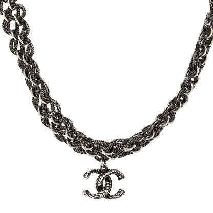Chanel Twisted Chain Link Crystal CC Choker Necklace Ruthenium 1 of 5