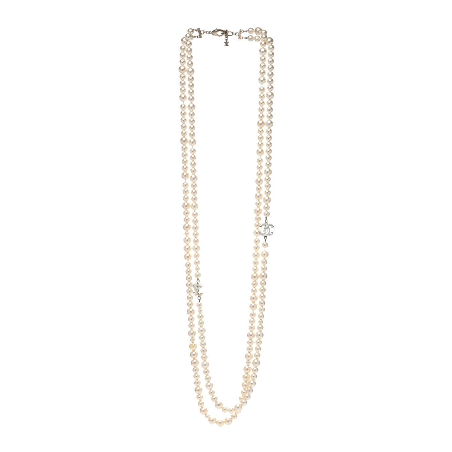 Chanel Graduated Pearl CC Long Necklace Gold 3 of 4