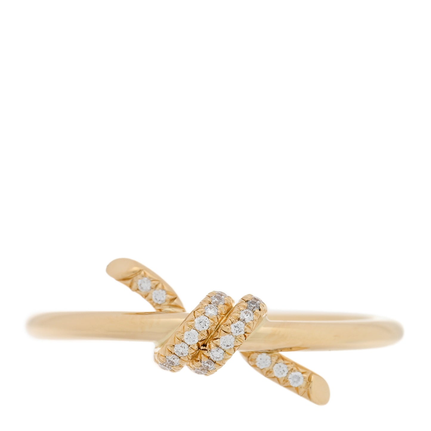 18K Yellow Gold Diamond Small Knot Ring 58 8.5