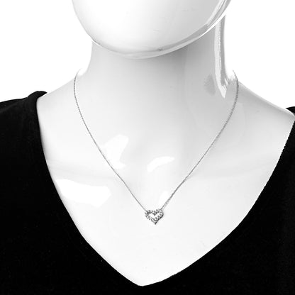 Tiffany Platinum Diamond Mini Heart Pendant Necklace 2 of 8