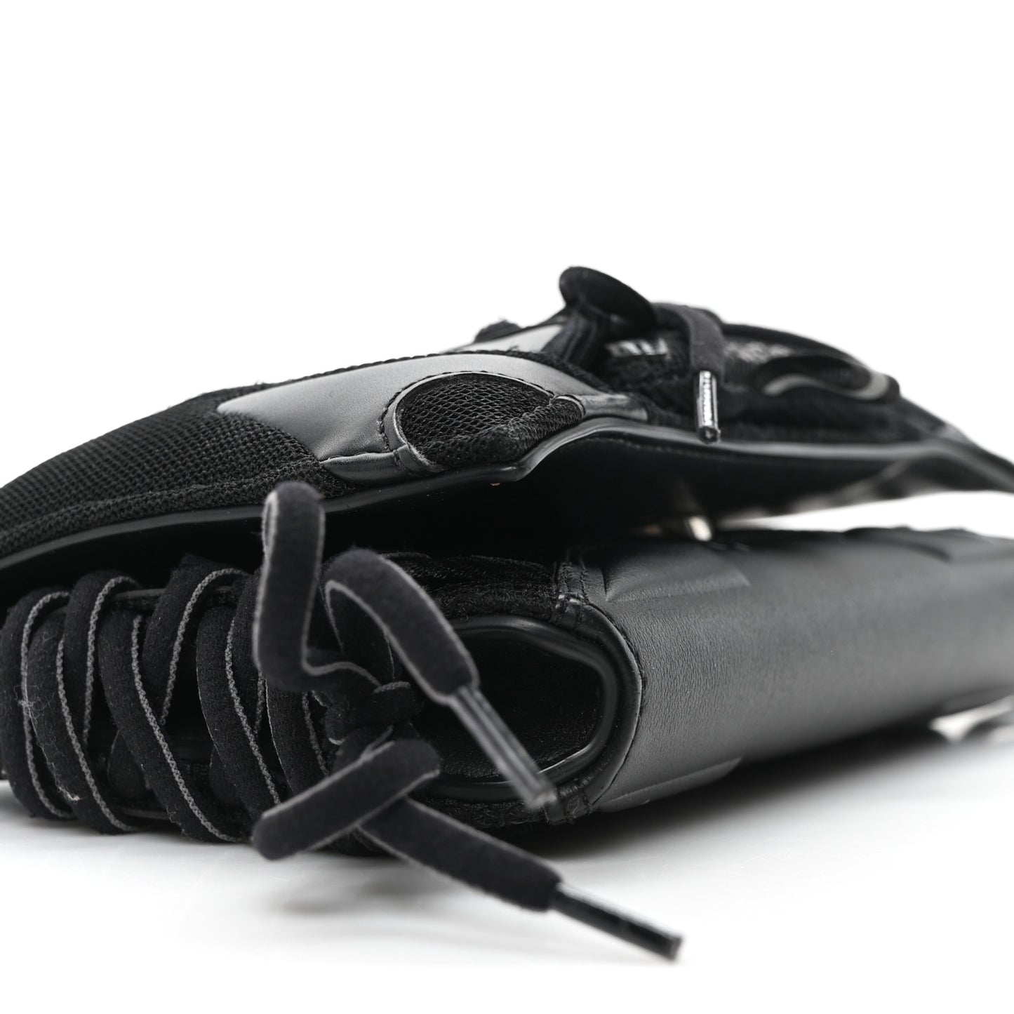 Faux Calfskin Fabric Sneakerhead Phone Crossbody Bag Black
