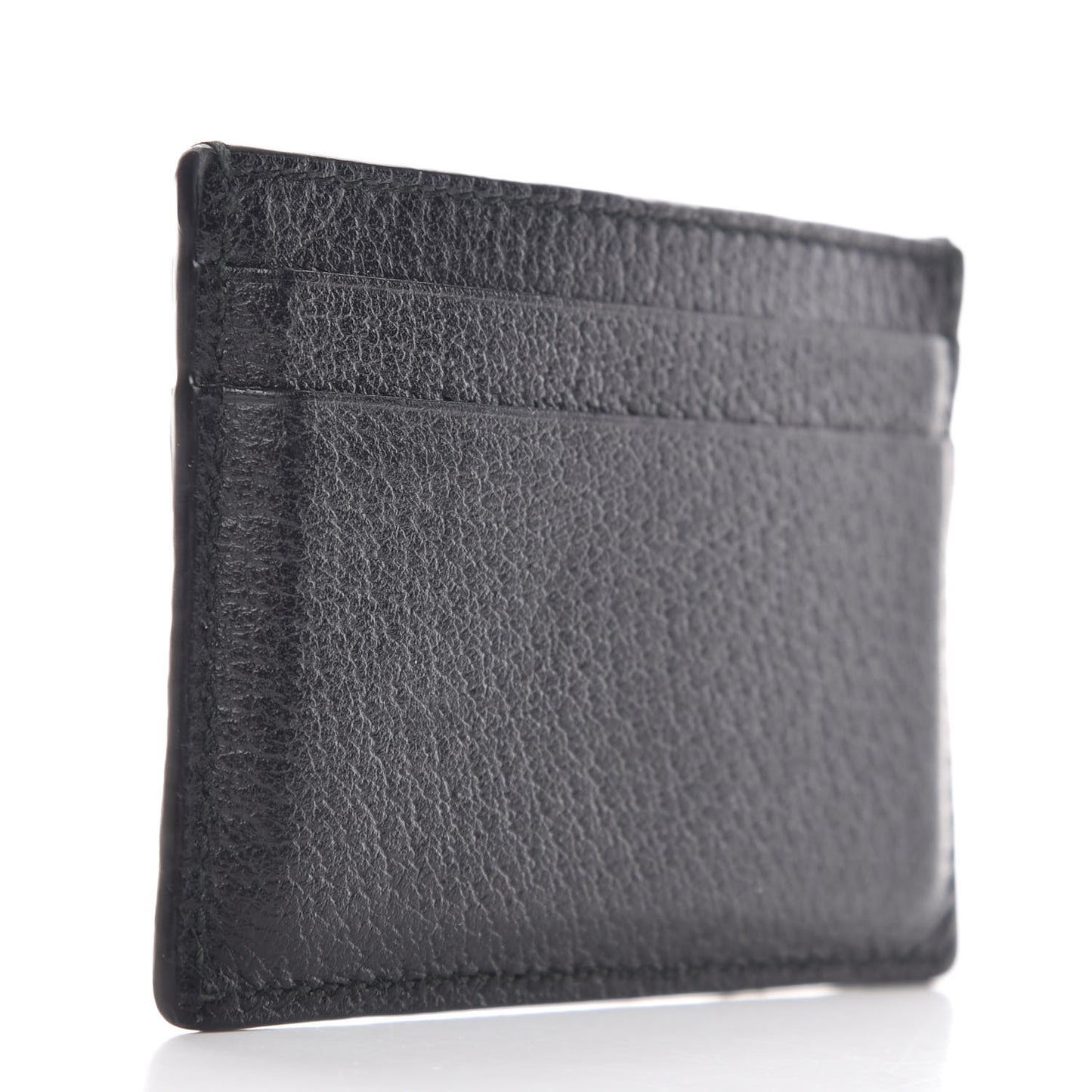 Pebbled Calfskin Animalier Card Holder Black