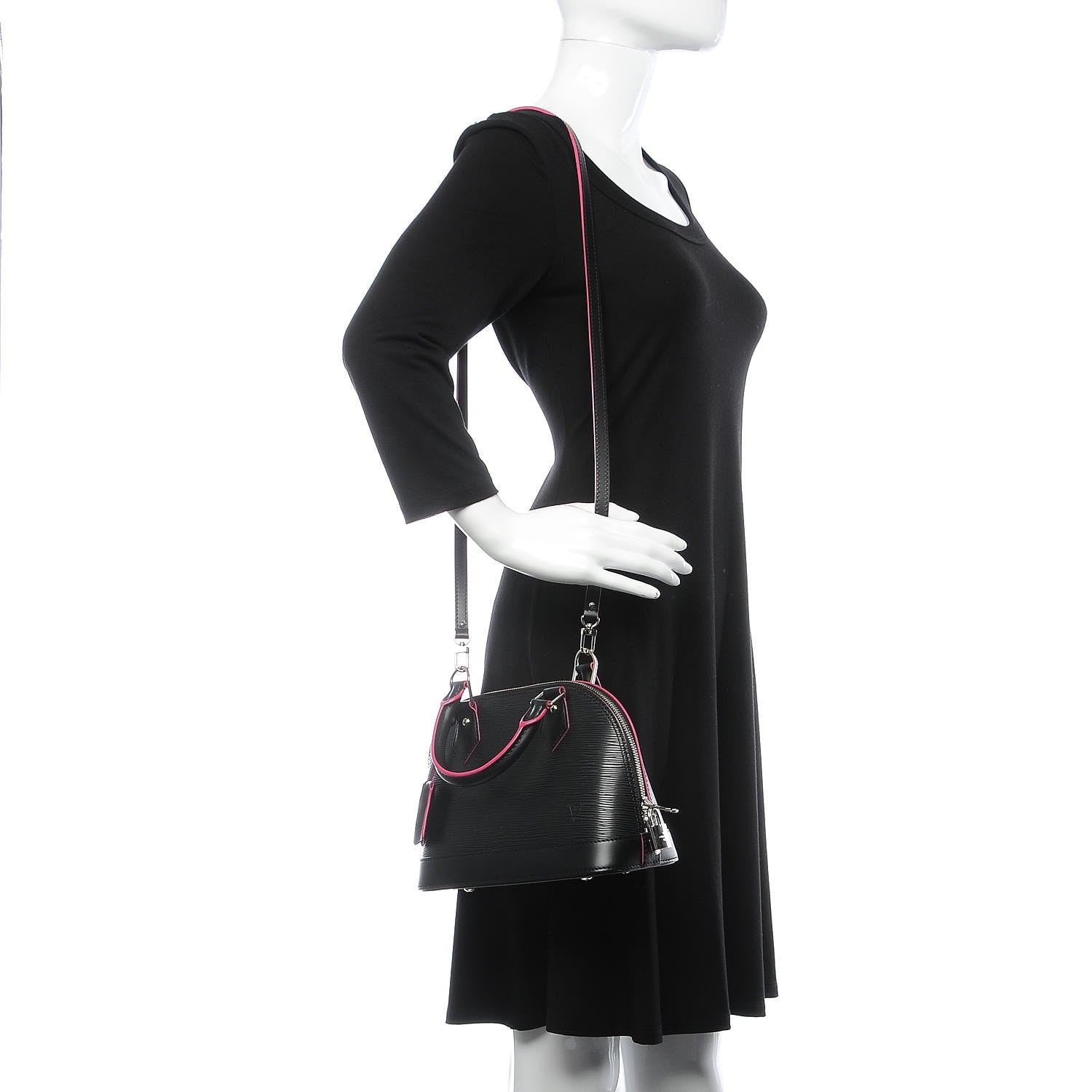 Louis Vuitton Epi Alma BB Black Hot Pink 2 of 8