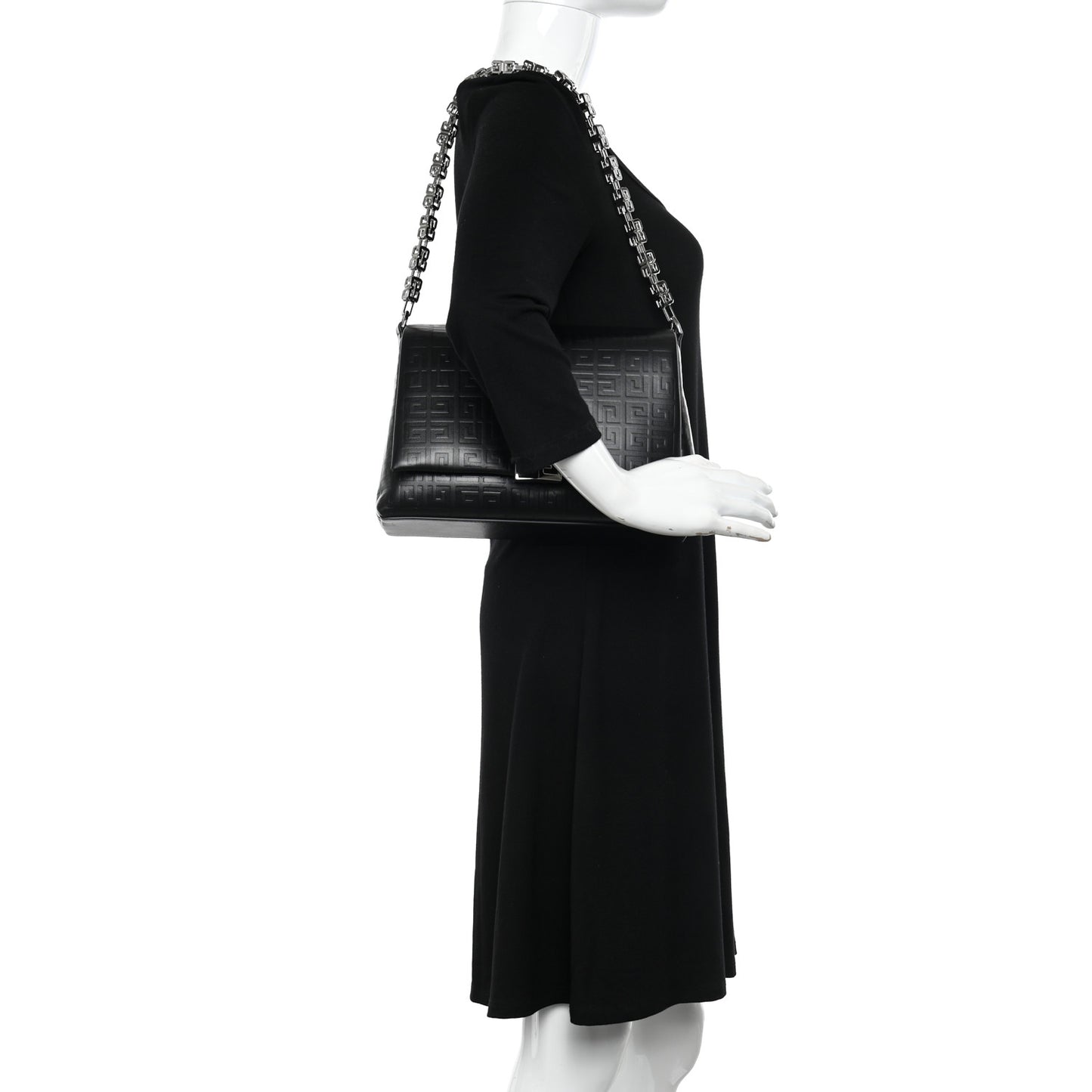 Soft Calfskin 4G Embossed Medium Shoulder Bag Black