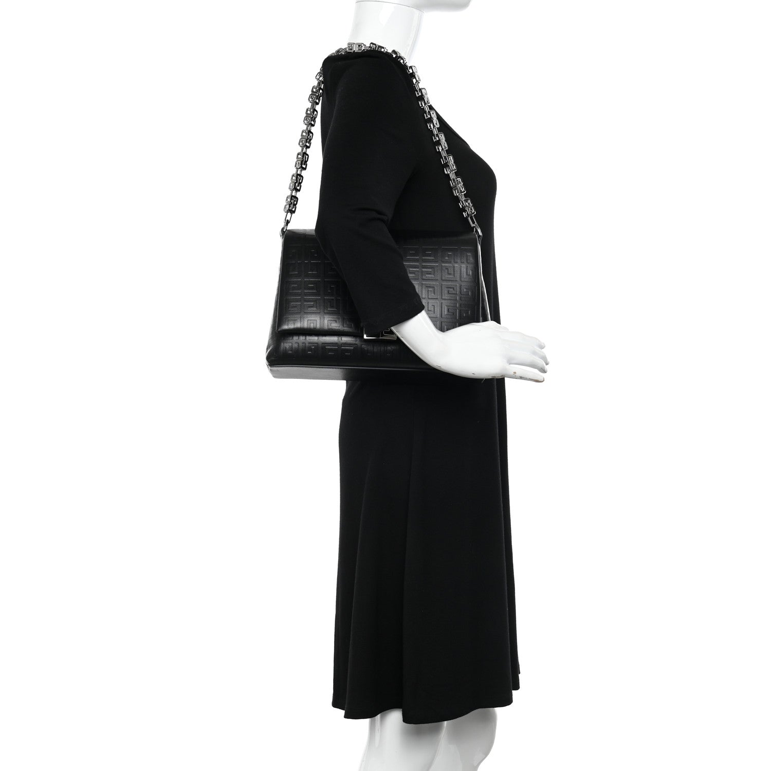 Givenchy Soft Calfskin 4G Embossed Medium Shoulder Bag Black 2 of 9
