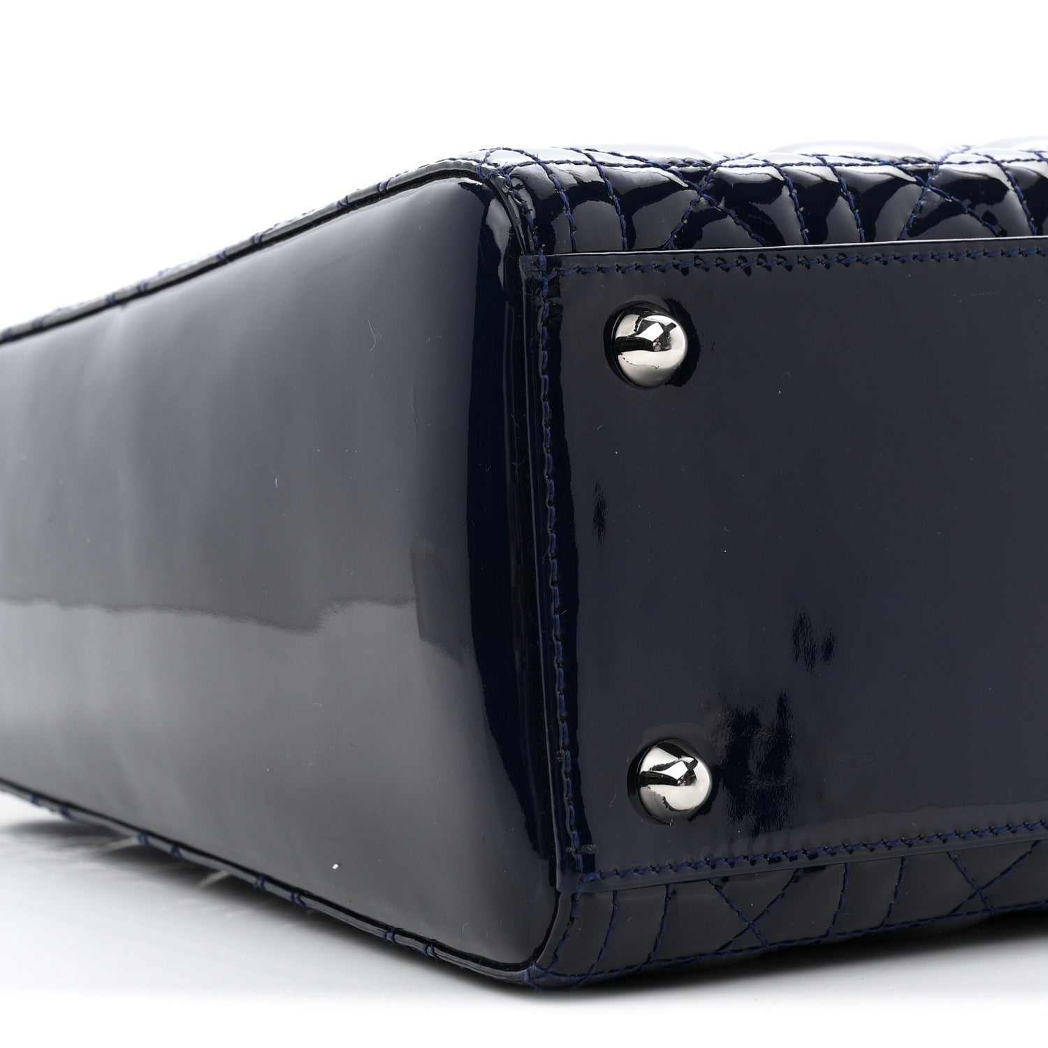 Christian Dior Patent Cannage Large Lady Dior Navy Blue 9 of 10