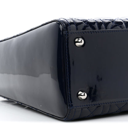 Christian Dior Patent Cannage Large Lady Dior Navy Blue 9 of 10