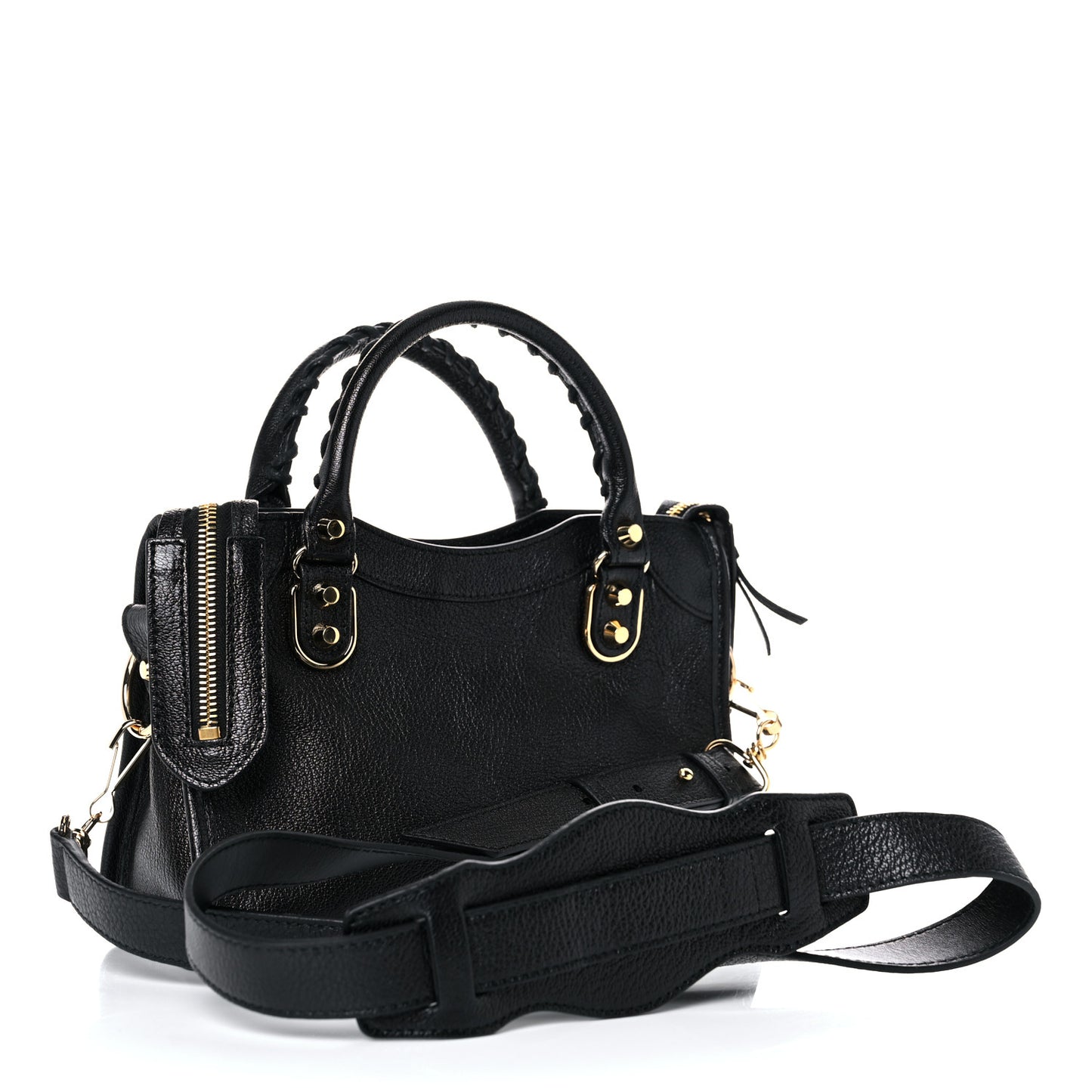 Chevre Gold Metallic Edge Hardware Mini City Black