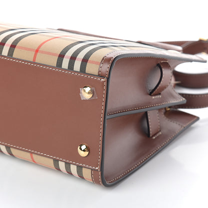 Burberry Calfskin Vintage Check Mini Two Handle Title Bag Archive Beige 7 of 7