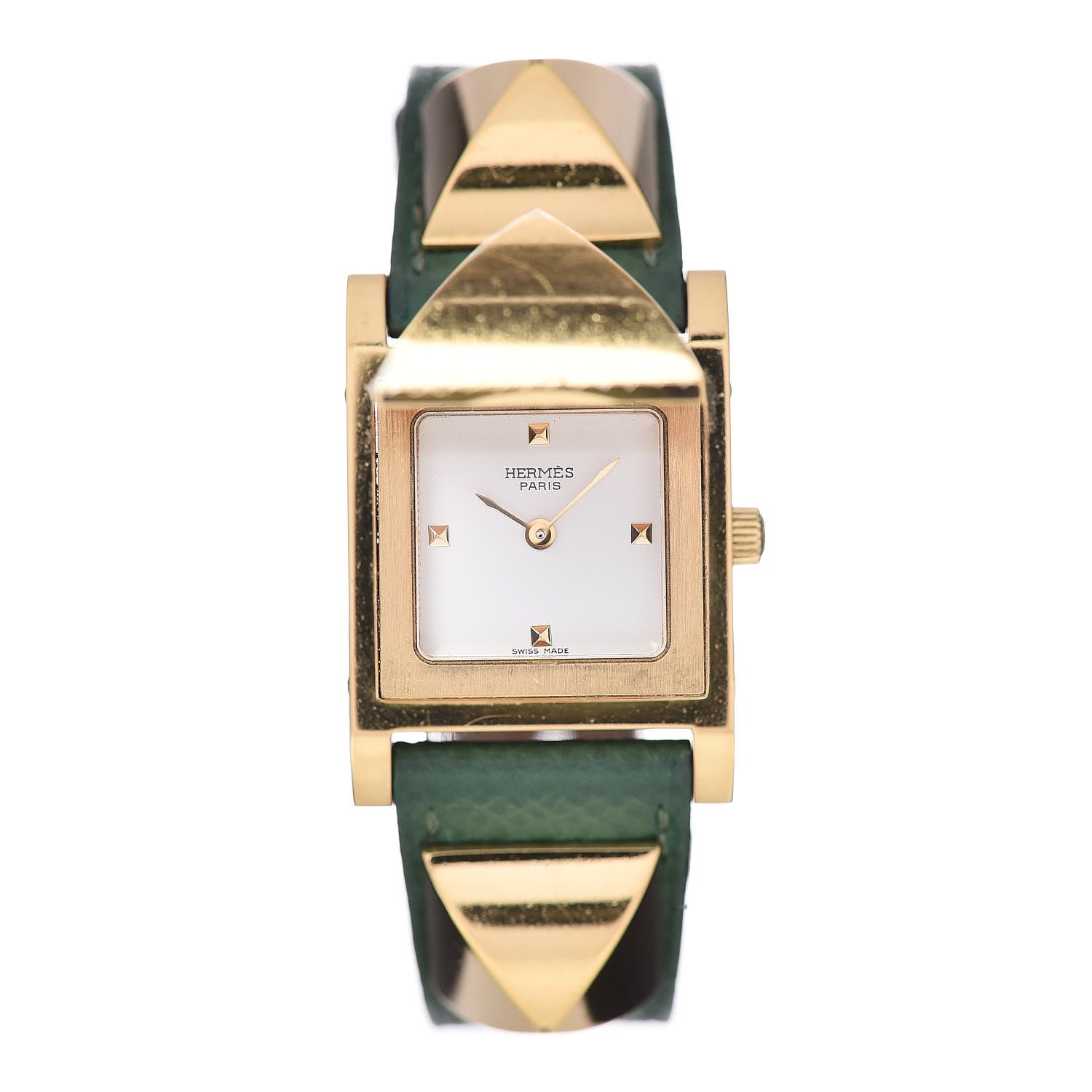 Hermes Stainless Steel Courchevel 23mm Medor Quartz Watch Vert Clair 1 of 6