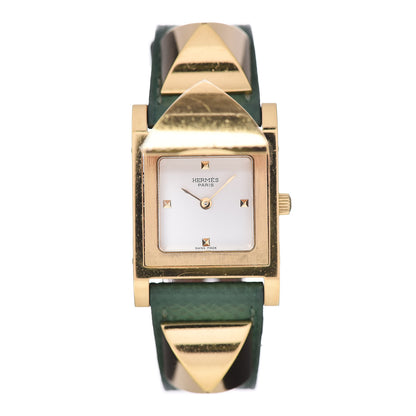 Hermes Stainless Steel Courchevel 23mm Medor Quartz Watch Vert Clair 1 of 6