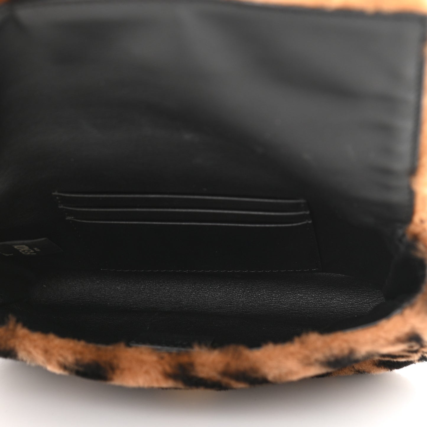 Shearling Vitello Dolce Macro FF 1974 Mini Baguette Tobacco Black