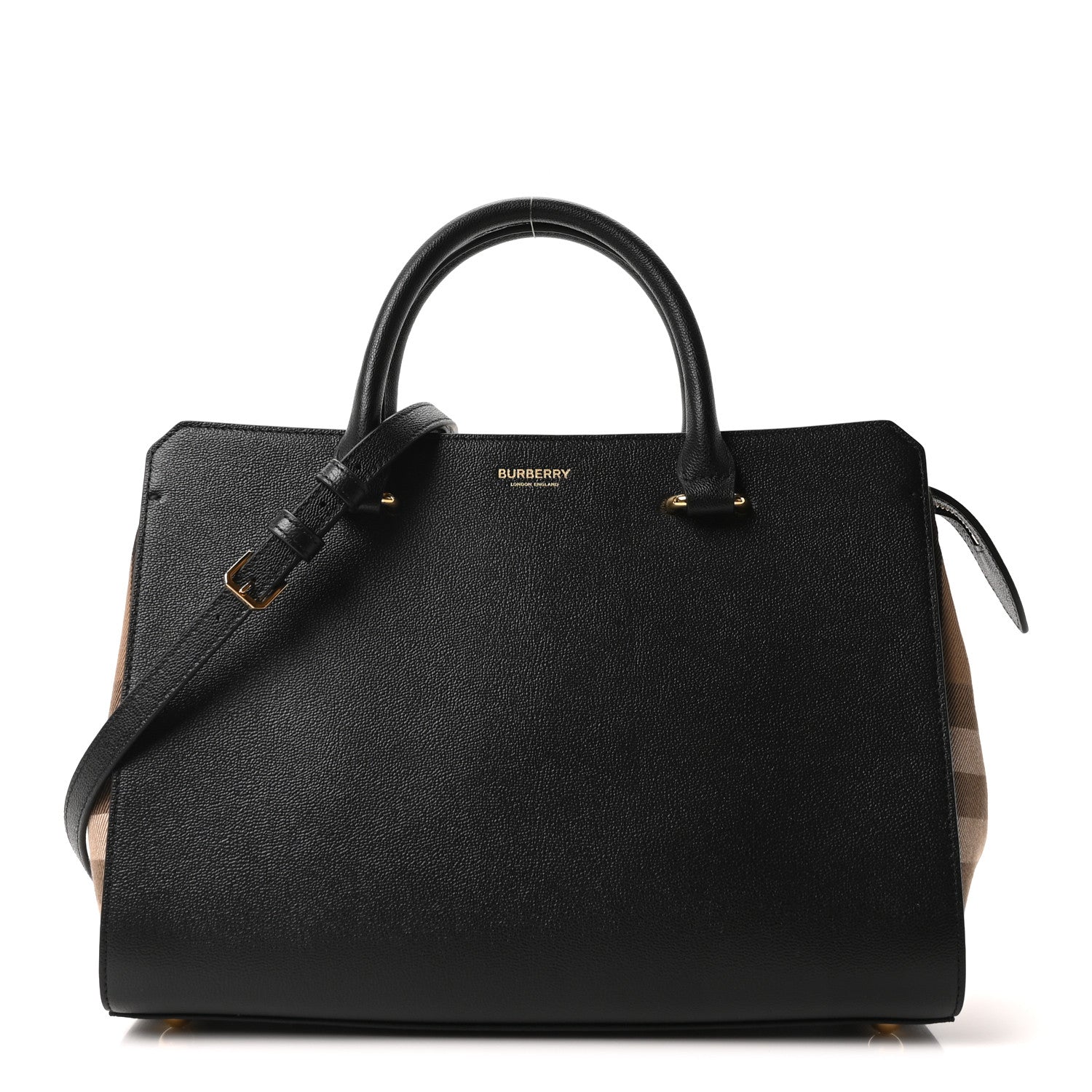 Burberry Calfskin Mega Check Small Banwell Tote Black 1 of 9