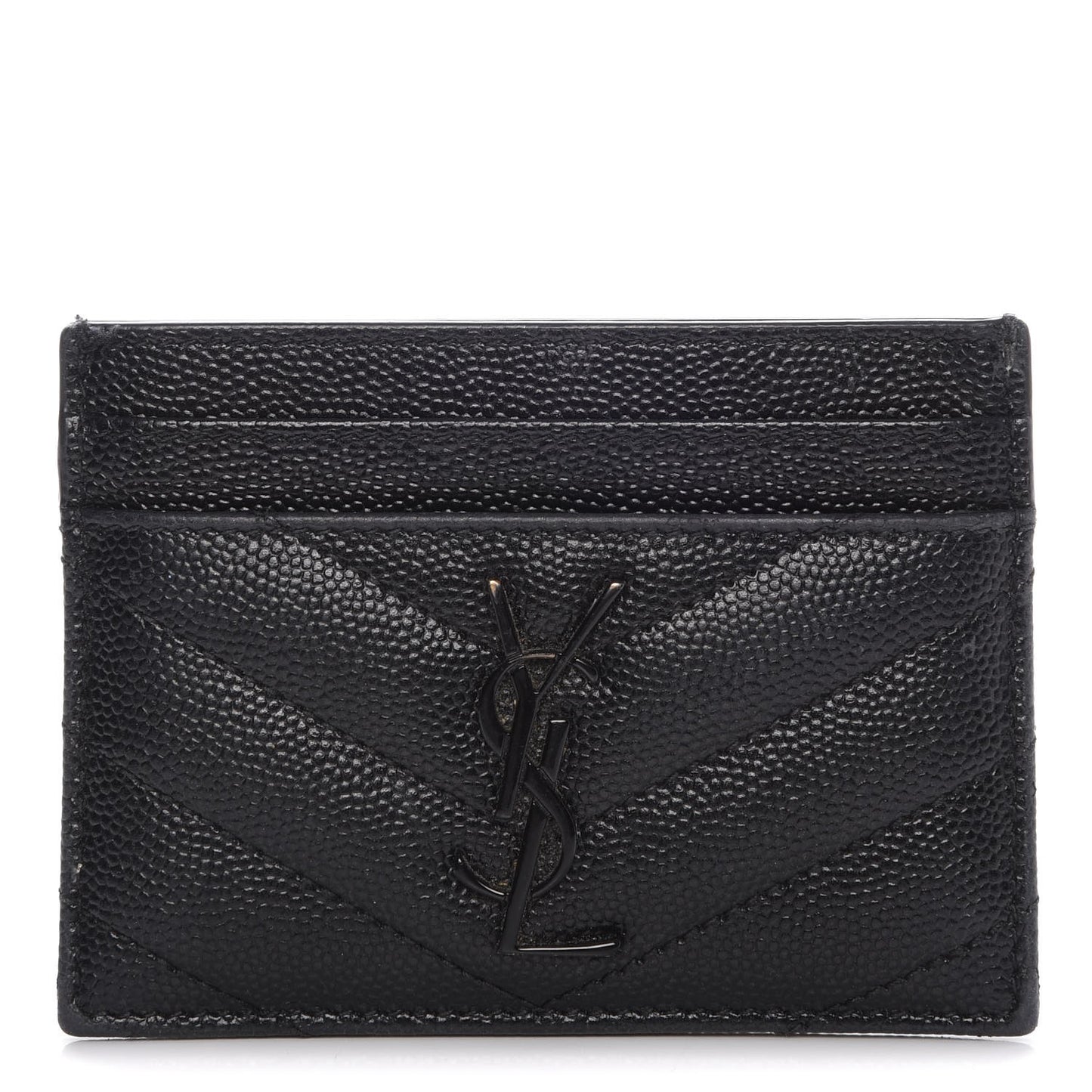 Grain De Poudre Matelasse Chevron Monogram Credit Card Case Black