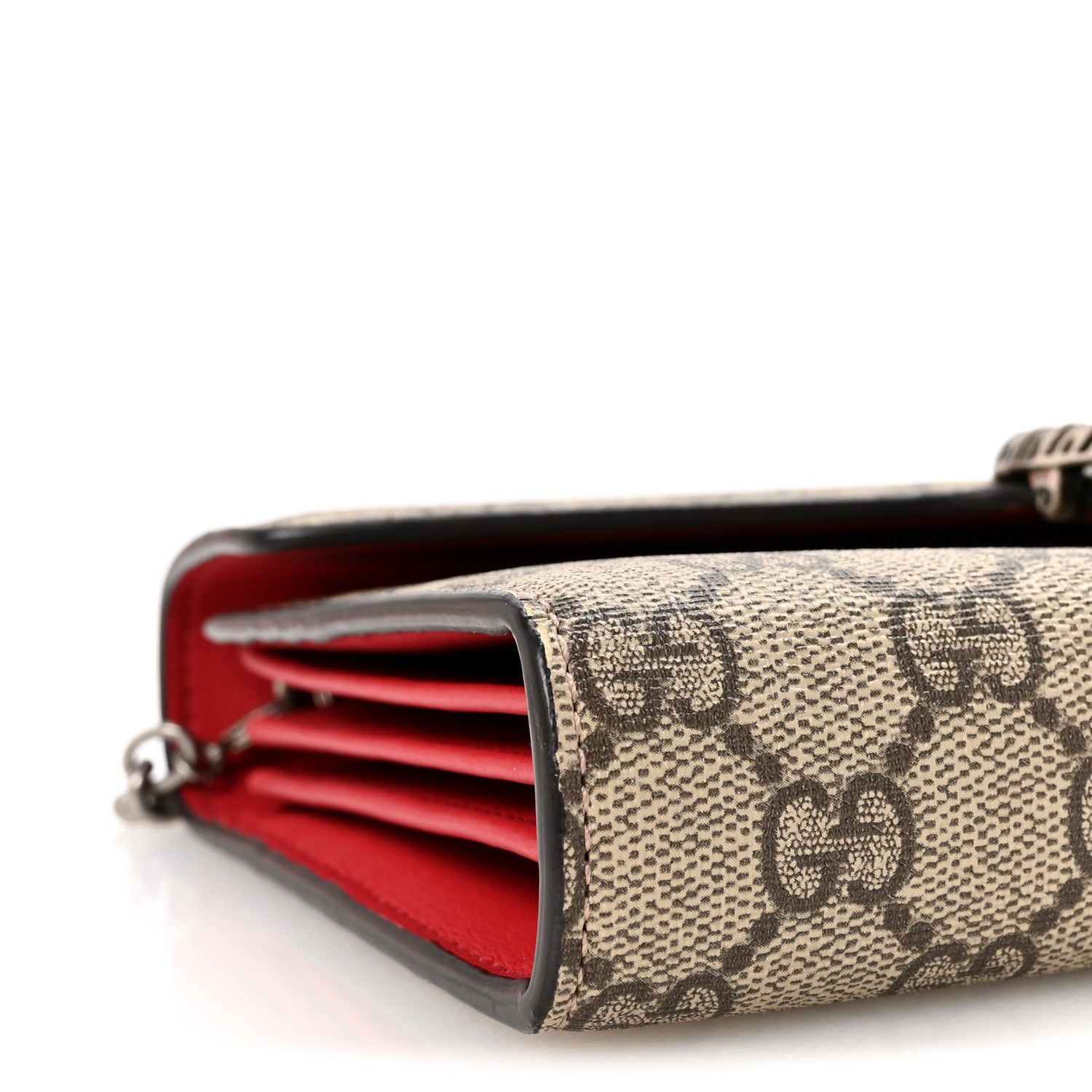Gucci GG Supreme Monogram Mini Dionysus Chain Wallet Beige Vulcanic Red 9 of 11