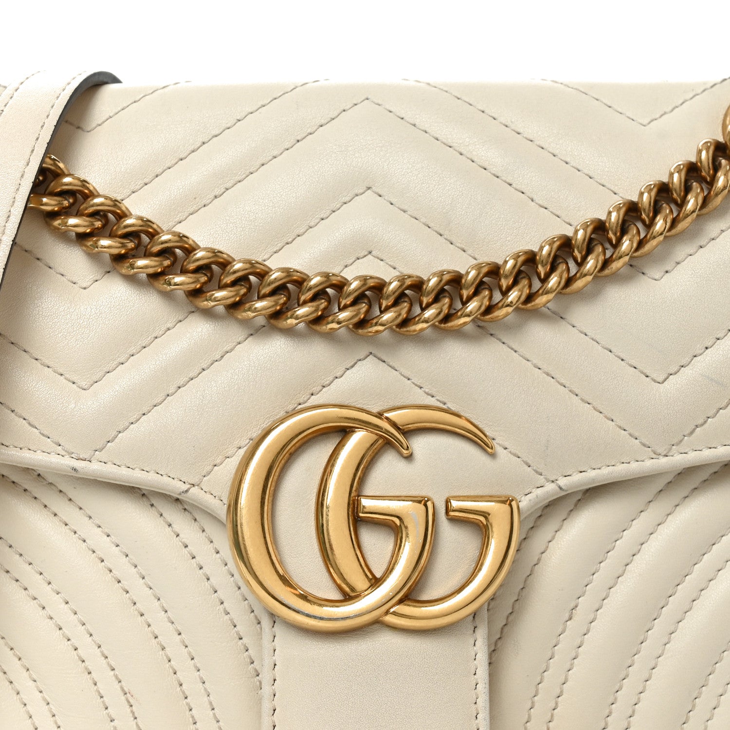 Gucci Calfskin Matelasse Small GG Marmont Shoulder Bag White 8 of 10