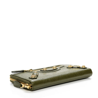 Balenciaga Agneau Giant 12 Gold Hardware Continental Zip Around Wallet Vert Veronese 4 of 8