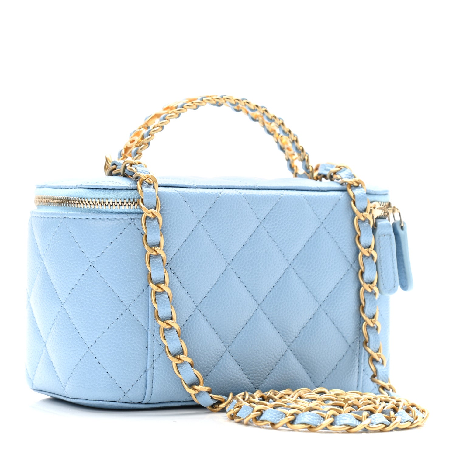 Chanel Shiny Caviar Quilted Pick Me Up Vanity Case Light Blue 3 of 12