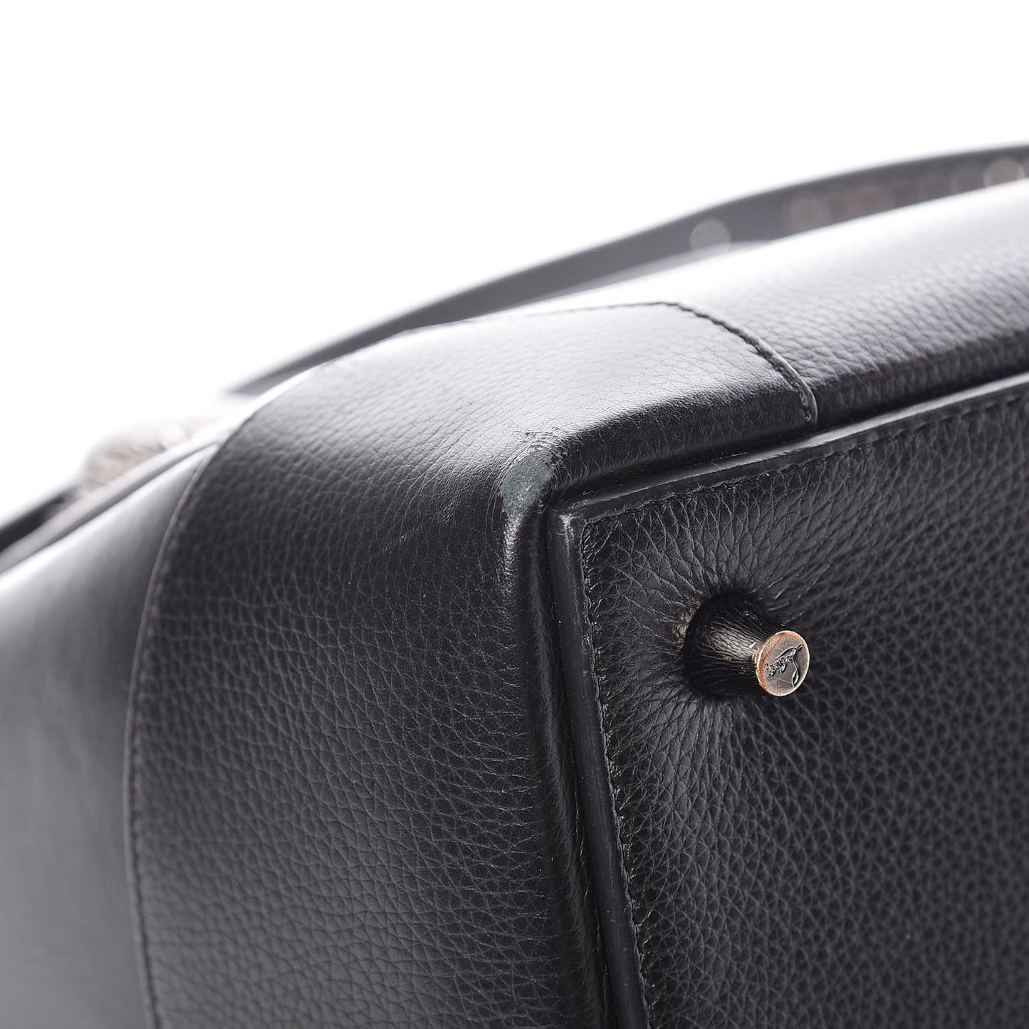 Grained Calfskin Studded Large Eloise Satchel Black
