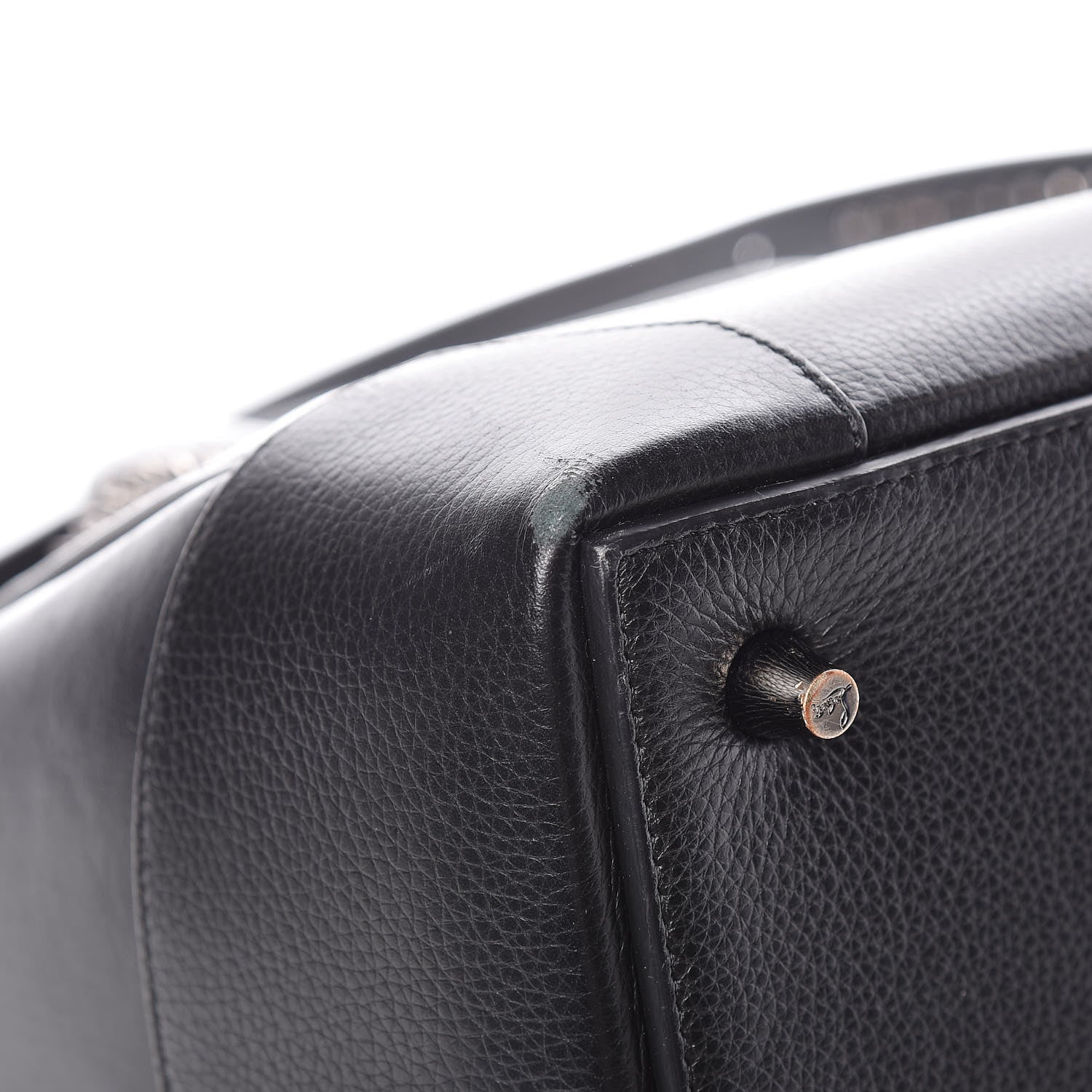 Christian Louboutin Grained Calfskin Studded Large Eloise Satchel Black 12 of 17