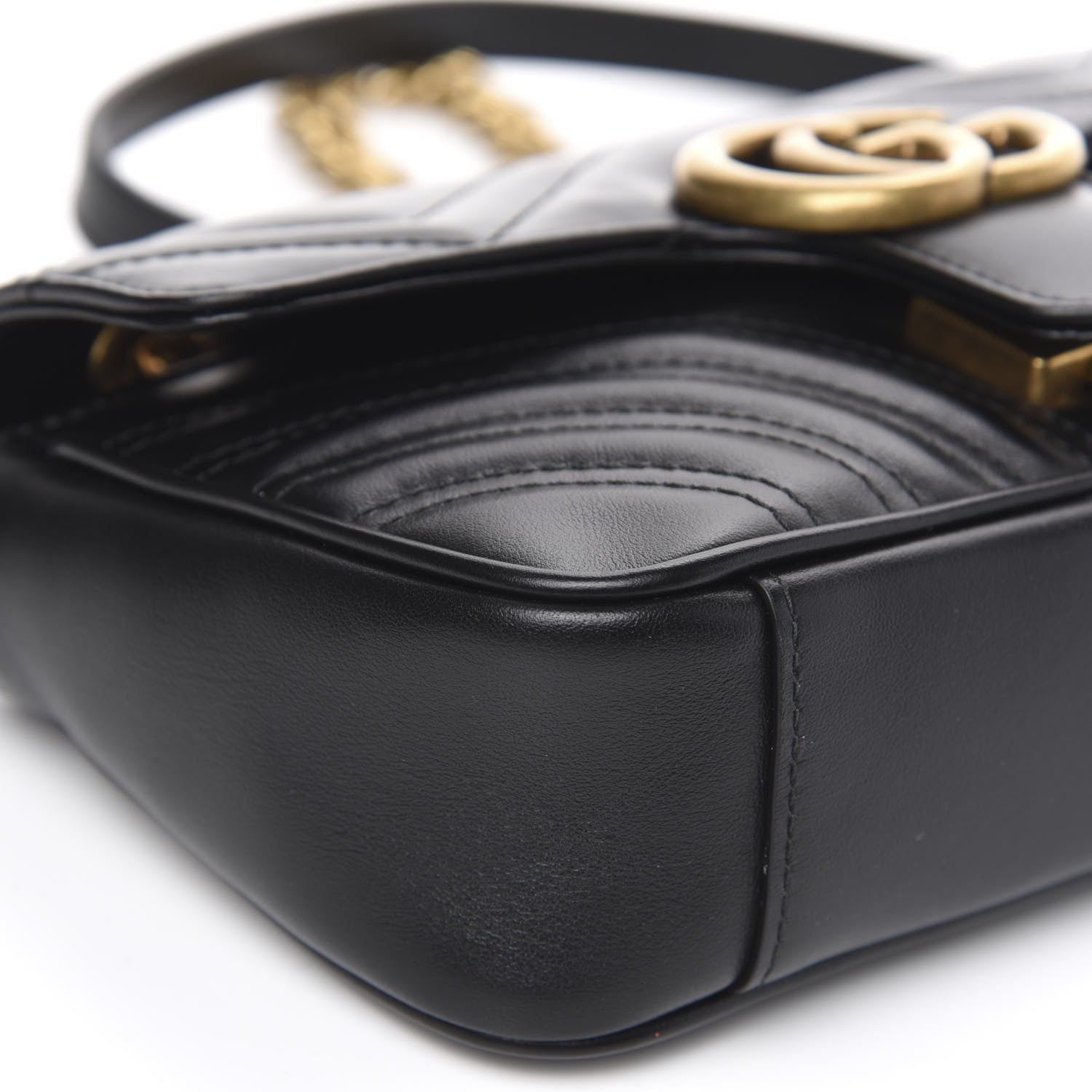 Gucci Calfskin Matelasse Mini GG Marmont Shoulder Bag Black 9 of 10