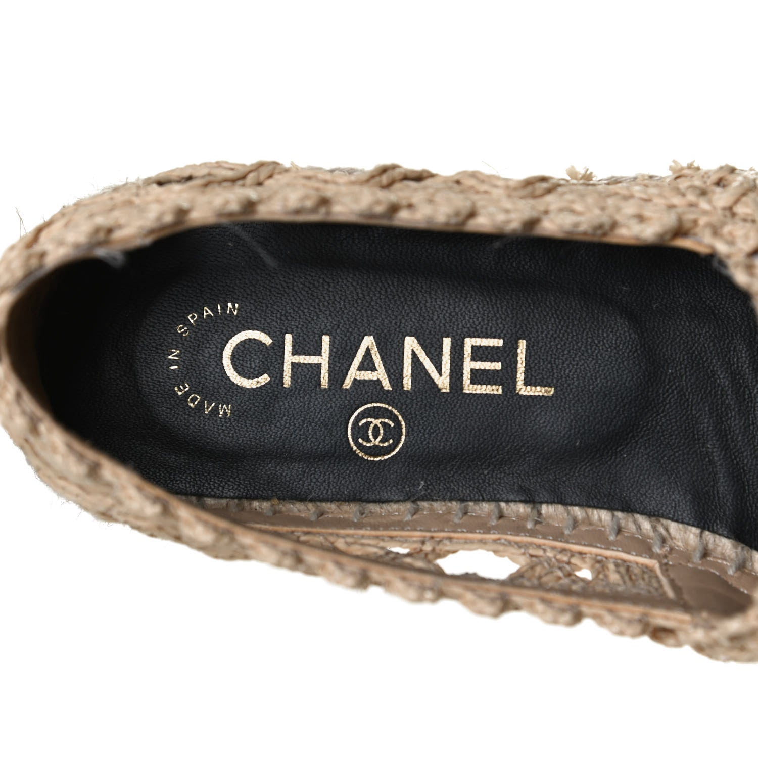 Chanel Raffia Fabric CC Espadrilles 36 Beige Black 10 of 12