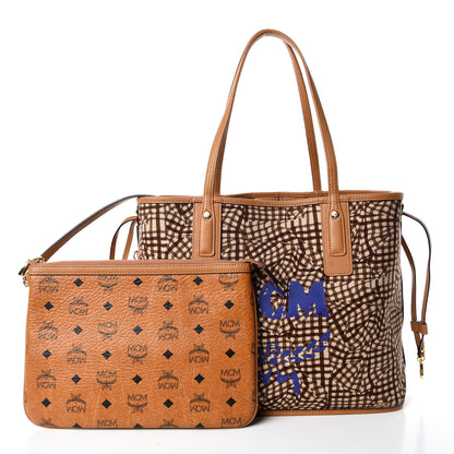 MCM Visetos Medium Liz Reversible Shopper Tote Cognac 4 of 17