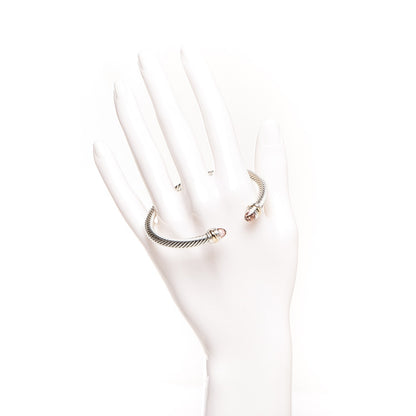 David Yurman Sterling Silver 14K Yellow Gold Morganite 5mm Cable Classics Bracelet 2 of 5