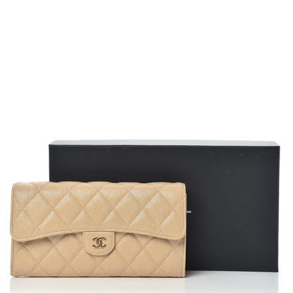 Chanel Iridescent Caviar Quilted Long Gusset Flap Wallet Beige 9 of 9