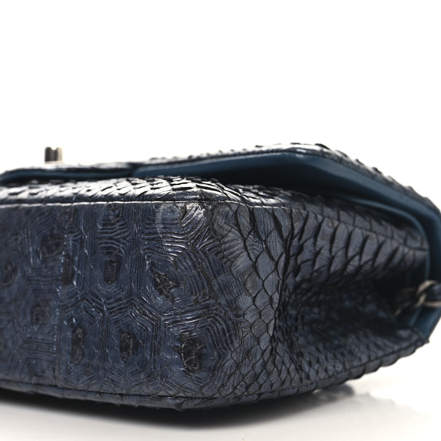 Chanel Metallic Snakeskin Medium Double Flap Blue 9 of 10