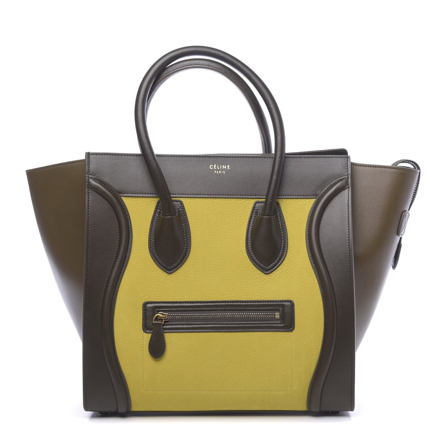 Nubuck Smooth Calfskin Mini Tri-Color Luggage Chartreuse