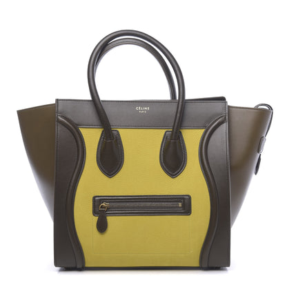 Celine Nubuck Smooth Calfskin Mini Tri-Color Luggage Chartreuse 1 of 9