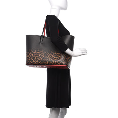 Christian Louboutin Calfskin Degrade Leopard Print Spikes East West Cabata Tote Black Multi 2 of 9