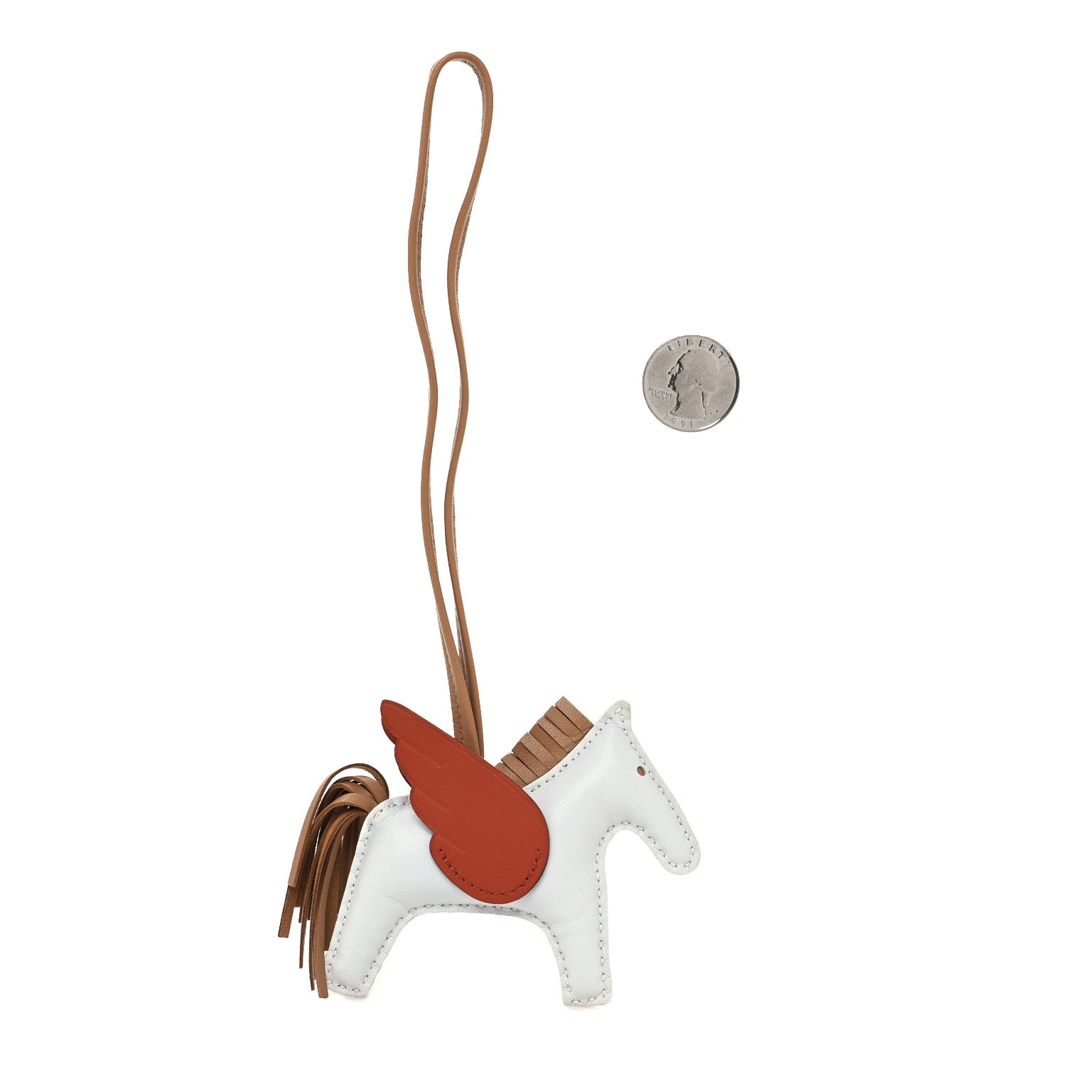 Hermes Milo Lambskin Grigri Rodeo Pegase Horse Bag Charm PM Bleu Brume Chai Cornaline 2 of 5